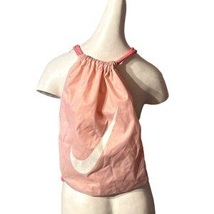 Nike Drawstring Backpack Gym Sport Shoulder Bag Pink with White Swoosh